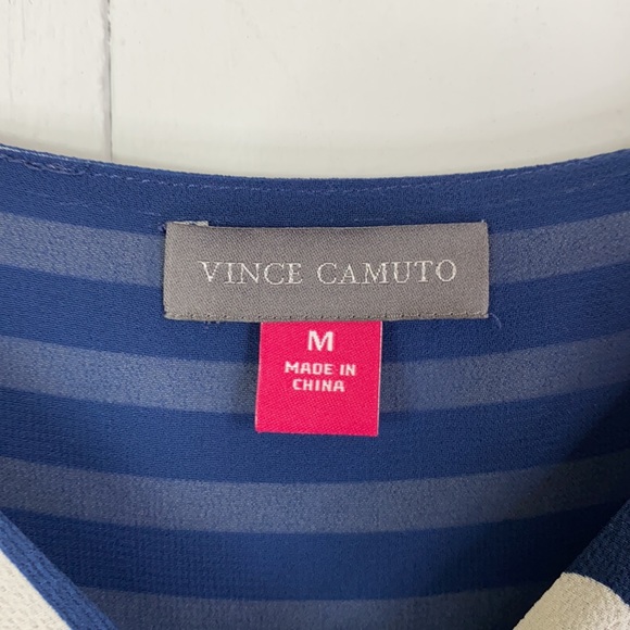 Vince Camuto Wrap Midi Dress in Navy/White; Polka Dot and Stripes - Picture 9 of 16